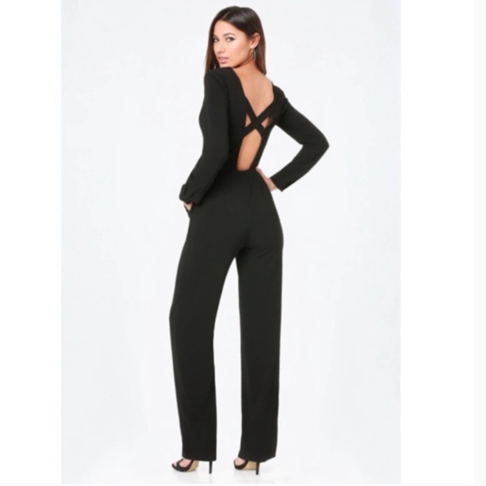Bebe x Naven Black Long Sleeve Criss Cross Jumpsuit - Picture 2 of 10